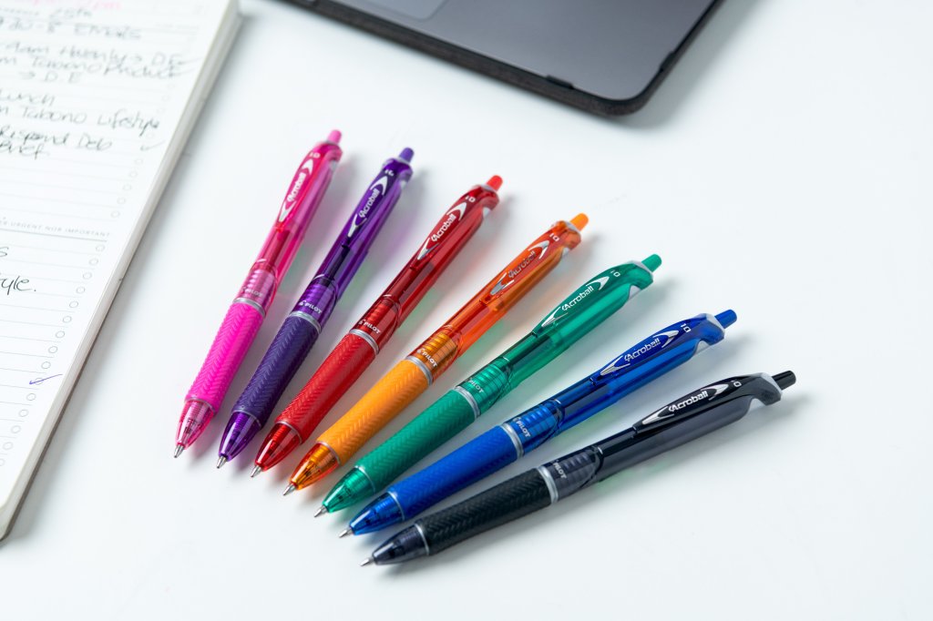 Pilot Begreen Acroball Hybrid Ballpoint Pens in different colours.